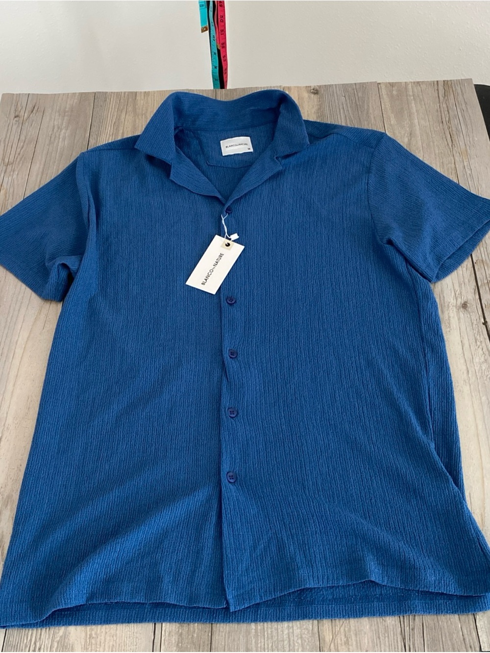 Blanco By Nature Men's Textured Cotton Blend Button Shirt Medium NWT